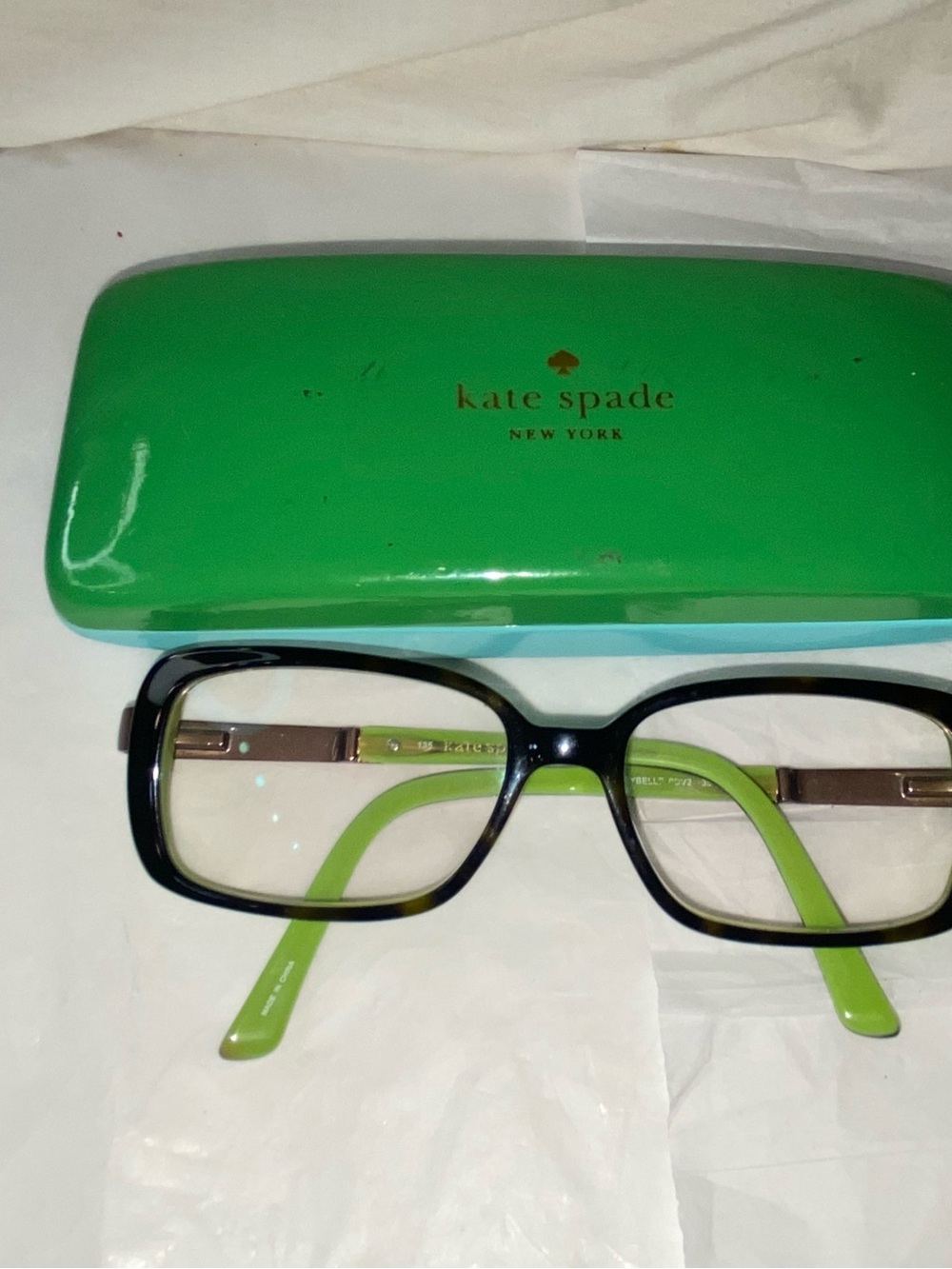kate spade Black and Green Kids Eyeglass Frame with Green Case